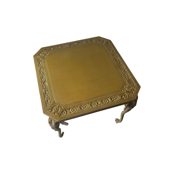 Carved Elephant Heads and Trunks Game Side Table