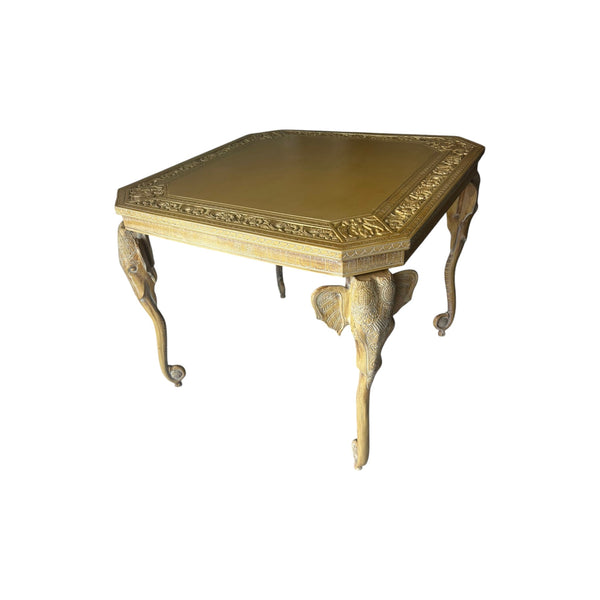 Carved Elephant Heads and Trunks Game Side Table