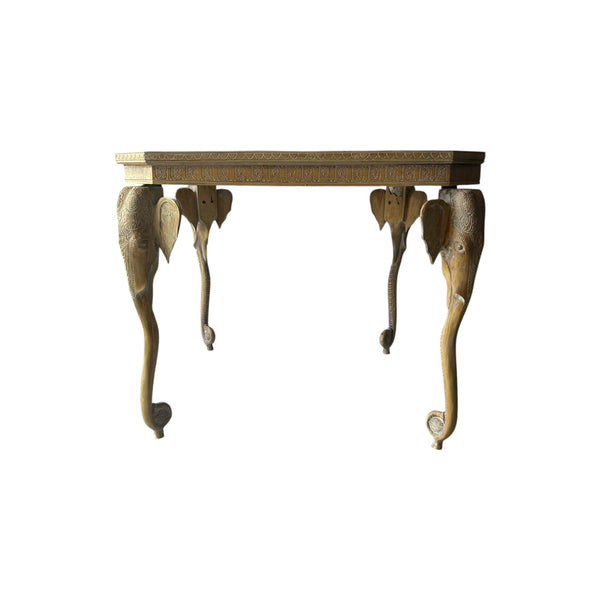 Carved Elephant Heads and Trunks Game Side Table