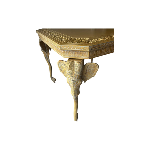 Carved Elephant Heads and Trunks Game Side Table