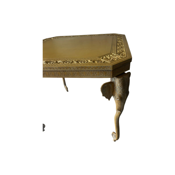 Carved Elephant Heads and Trunks Game Side Table