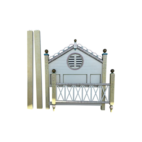 Lexington Queen Size Bed Seaside Retreat Coastal Doll House Hand painted floral