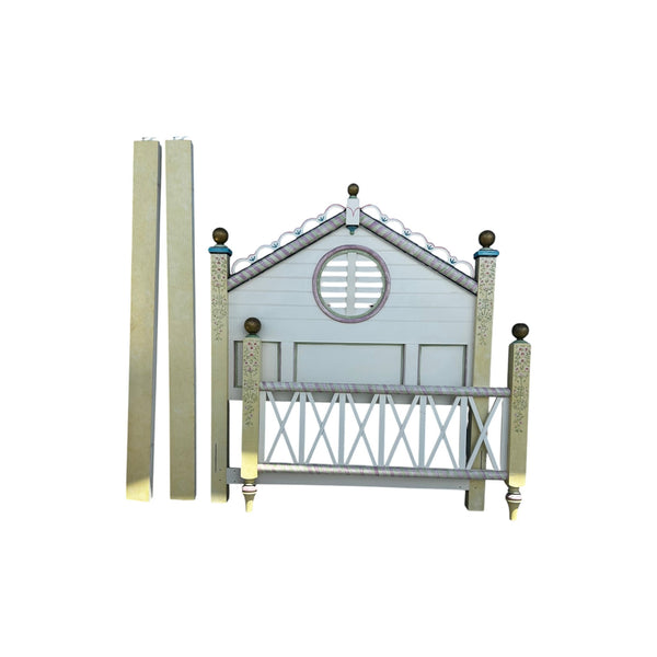 Lexington Queen Size Bed Seaside Retreat Coastal Doll House Hand painted floral