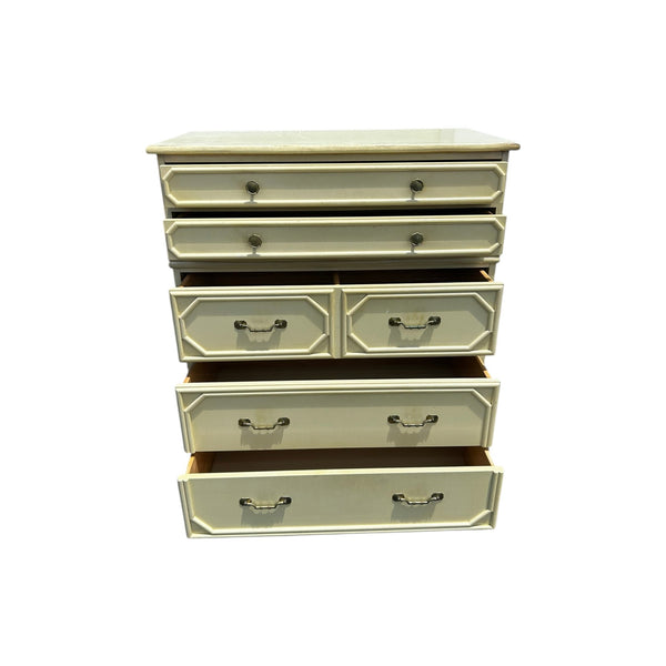 Ficks Reed Faux Bamboo Highboy Chest Palm Beach 5 drawers original condition