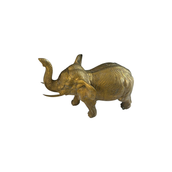 46.6 Pounds 24” Tall Large  Brass African Elephant With Trunk Up Statue .