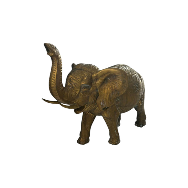 46.6 Pounds 24” Tall Large  Brass African Elephant With Trunk Up Statue .