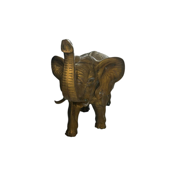 46.6 Pounds 24” Tall Large  Brass African Elephant With Trunk Up Statue .
