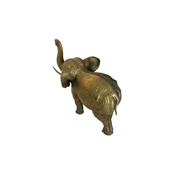 46.6 Pounds 24” Tall Large  Brass African Elephant With Trunk Up Statue .