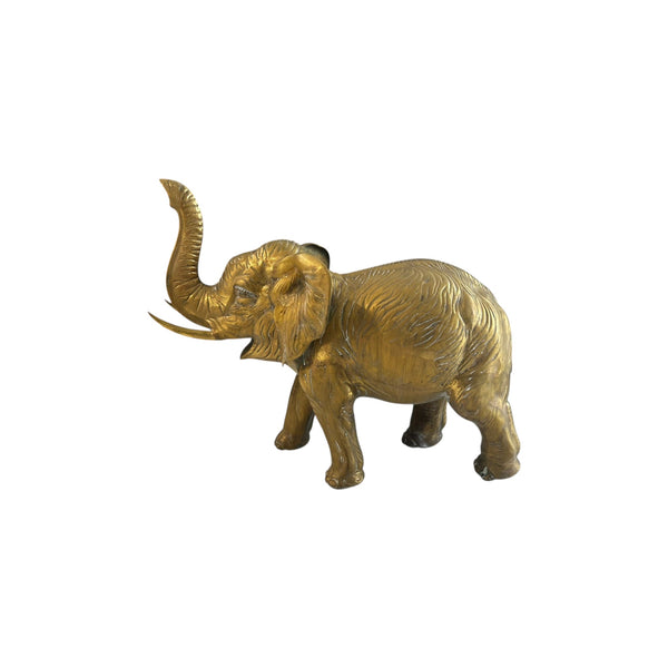 46.6 Pounds 24” Tall Large  Brass African Elephant With Trunk Up Statue .