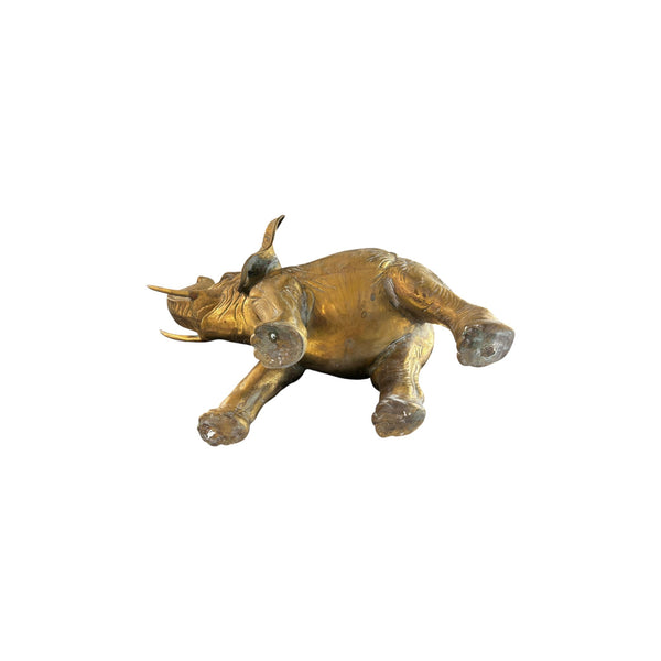 46.6 Pounds 24” Tall Large  Brass African Elephant With Trunk Up Statue .