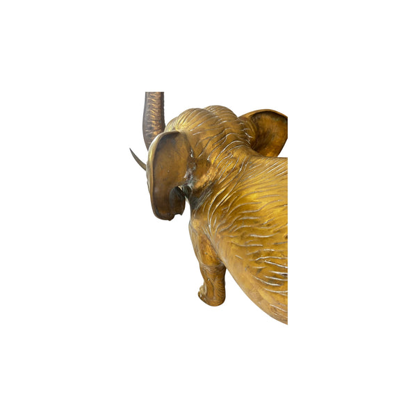 46.6 Pounds 24” Tall Large  Brass African Elephant With Trunk Up Statue .