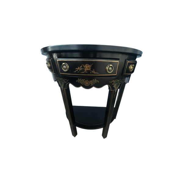 Pair of Regency Style Chinoiserie Decorated Demilune Consoles by Thomasville