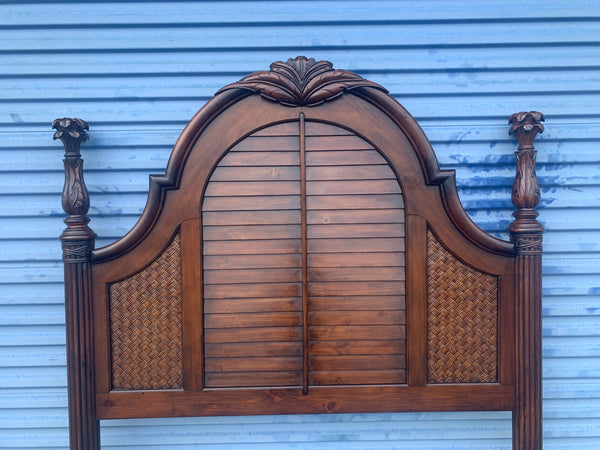 Tommy Bahama Style Queen Cottage headboard with palms finials