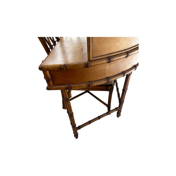 Ficks Reed Demilune Faux Bamboo Chinoiserie Writing Desk with chair