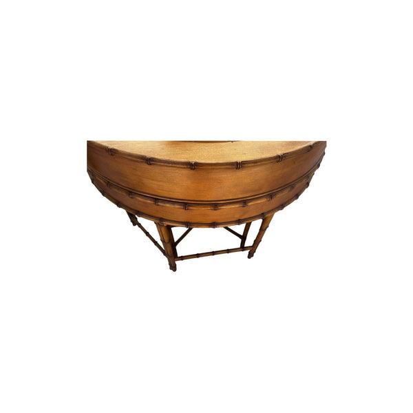 Ficks Reed Demilune Faux Bamboo Chinoiserie Writing Desk with chair