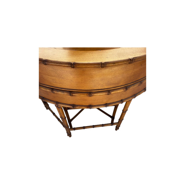 Ficks Reed Demilune Faux Bamboo Chinoiserie Writing Desk with chair