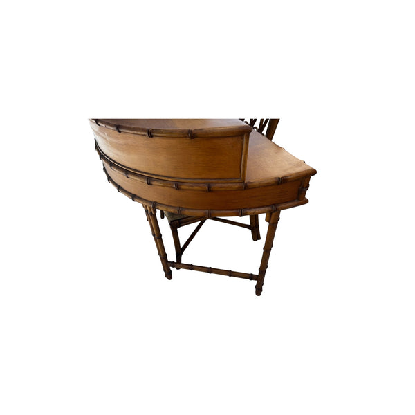 Ficks Reed Demilune Faux Bamboo Chinoiserie Writing Desk with chair