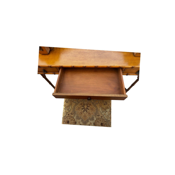 Ficks Reed Demilune Faux Bamboo Chinoiserie Writing Desk with chair