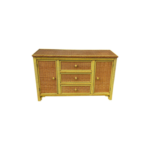 Vintage Henry Link Wicker Buffet Cabinet, Sideboard Credenza 3 drawers original