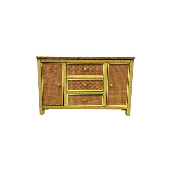 Vintage Henry Link Wicker Buffet Cabinet, Sideboard Credenza 3 drawers original