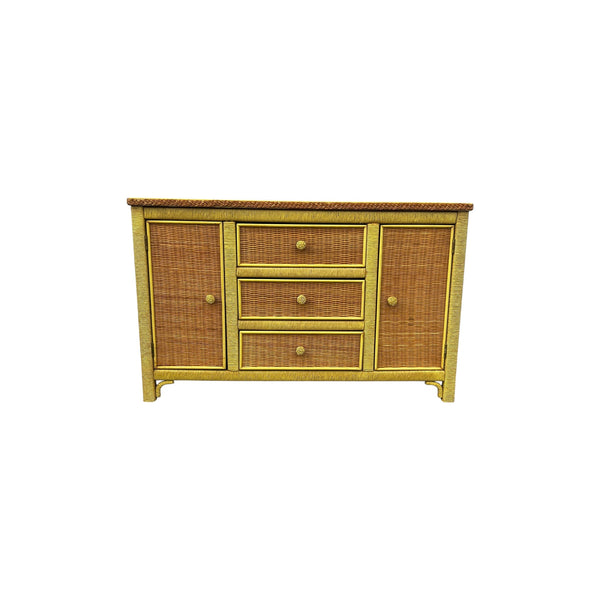 Vintage Henry Link Wicker Buffet Cabinet, Sideboard Credenza 3 drawers original