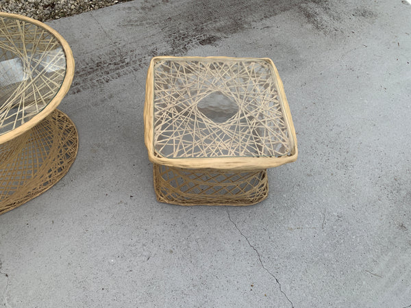 Russell Woodard Spun Fiberglass Mid Century Coffee and end tables patio set