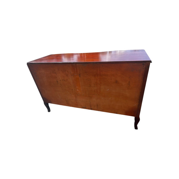 Vanleigh Attributed Early 1900s Flame Mahogany Carved Dresser /mirror Louis XV