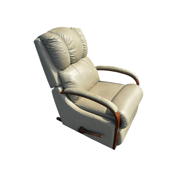 La-Z-Boy Harbor Town Leather Rocking Recliner Marshmallow color