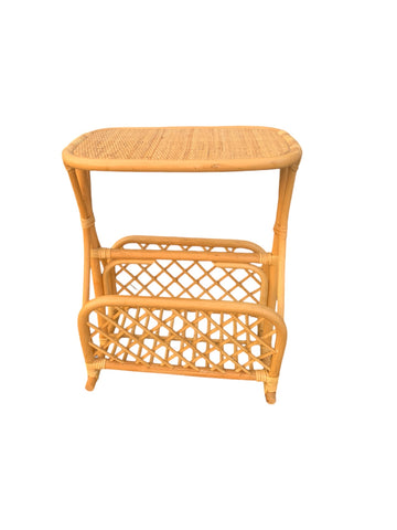 Boho Chic Bamboo Rattan Magazine Rack Side Table