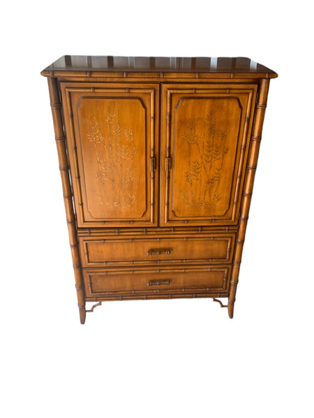 Faux Bamboo Armoire Chest by Dixie Aloha Collection Hollywood Regency Palm Beach