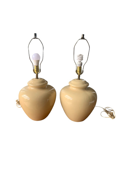 Ceramic Ginger Jar Shaped Table Lamps , Set of 2 Beige/ cream color 25" H