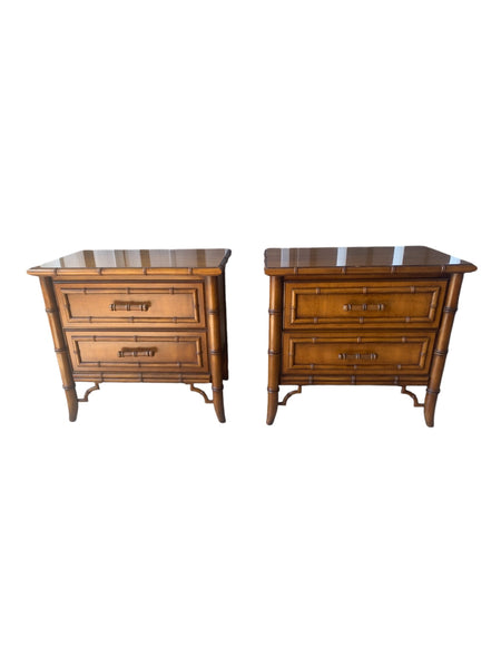 Dixie Aloha Faux Bamboo Nightstands Brown Original Condition A pair