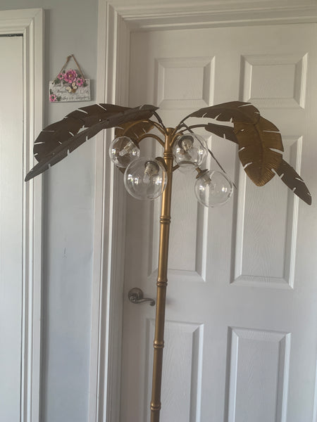 Tommy Bahama Style Golden palm tree floor lamp