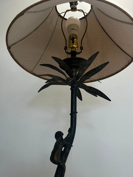 Vintage Slim Floor Tall Palm Tree Monkeys Climbing Maitland Smith Style