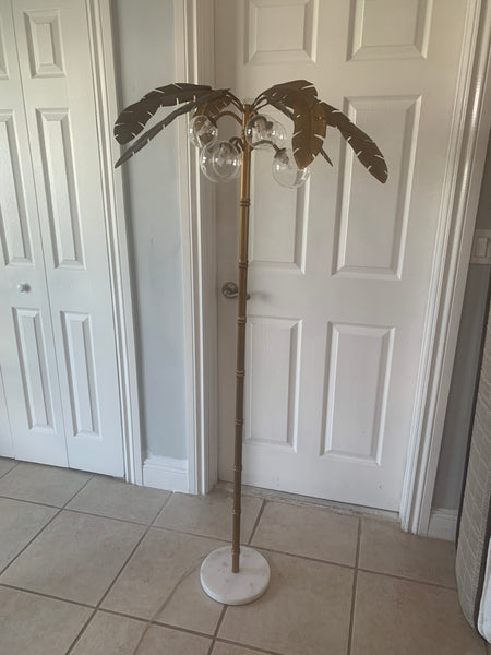 Tommy Bahama Style Golden palm tree floor lamp