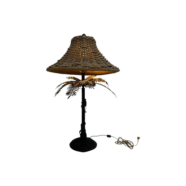 Vintage Maitland Smith Monkeys climbing Palm Tree Bronze Table Lamp Rare