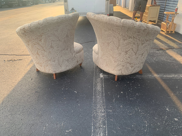 Hollywood Regency Art Deco Style Asymmetrical Channel Back Chairs (Pair)