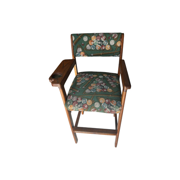 Set of 2 Billiard Spectator Stools with Pool Ball Upholstery