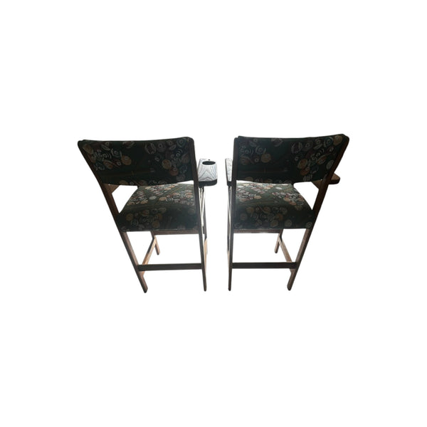 Set of 2 Billiard Spectator Stools with Pool Ball Upholstery