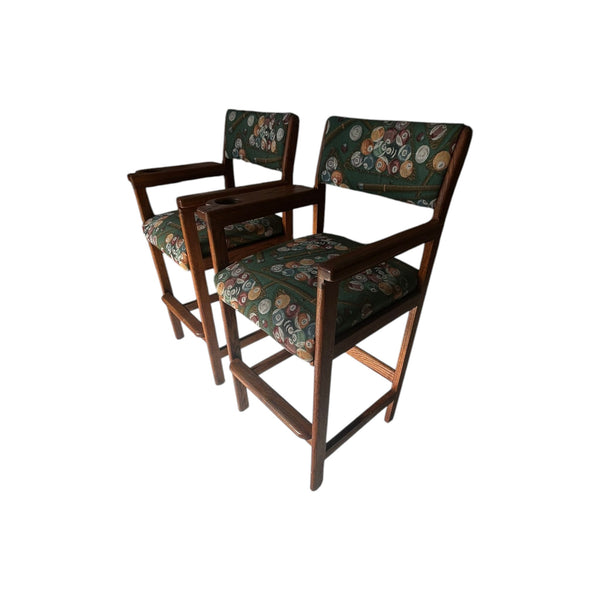 Set of 2 Billiard Spectator Stools with Pool Ball Upholstery