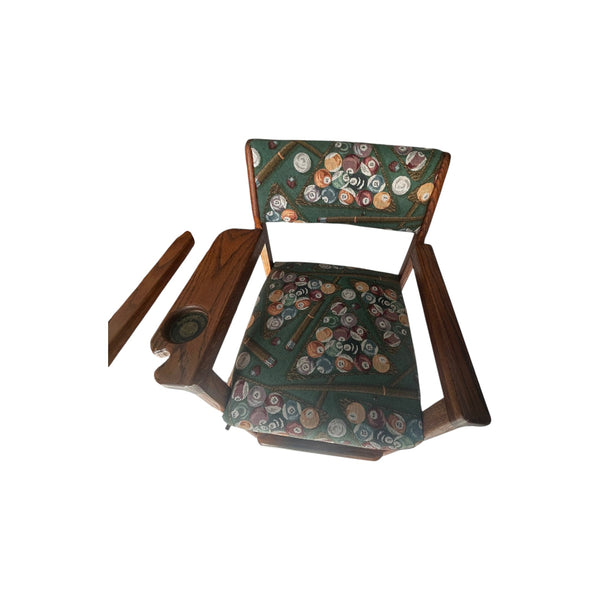 Set of 2 Billiard Spectator Stools with Pool Ball Upholstery