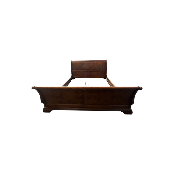 Vintage Thomasville Elysee Sleigh Bed King Size French Carved Burlwood Bed