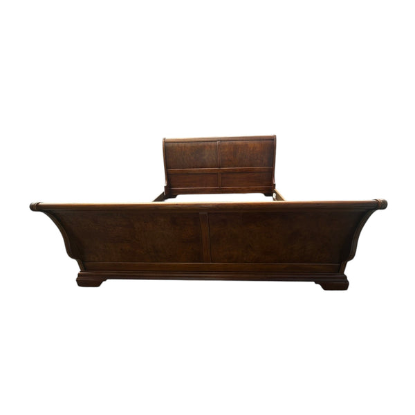 Vintage Thomasville Elysee Sleigh Bed King Size French Carved Burlwood Bed