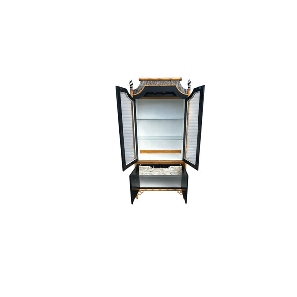 Thomasville Allegro Fretwork Faux Bamboo China Cabinet Hollywood Regency Chippendale