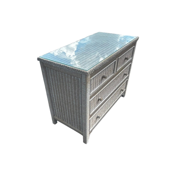 Henry Link Wicker Dresser Bachelor Chest 4 Drawer with glass top