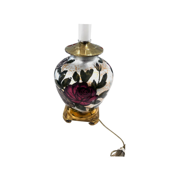 Vintage Brass base Chinoiserie Porcelain Hand painted floral table lamp.