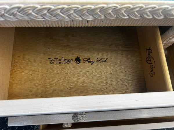 Henry Link Wicker Dresser Bachelor Chest 4 Drawer with glass top