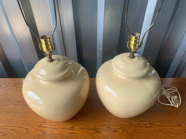 Ceramic Ginger Jar Shaped Table Lamps , Set of 2 Beige/ cream color 25" H