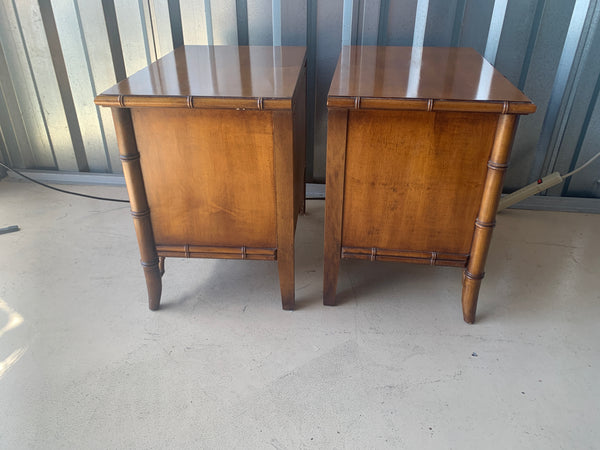 Dixie Aloha Faux Bamboo Nightstands Brown Original Condition A pair