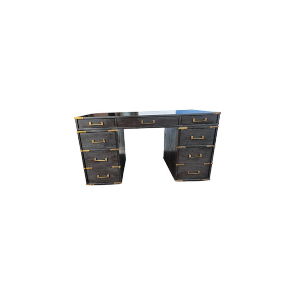 Restoration Hardware Cayden Campaign Desk Waxed black oak